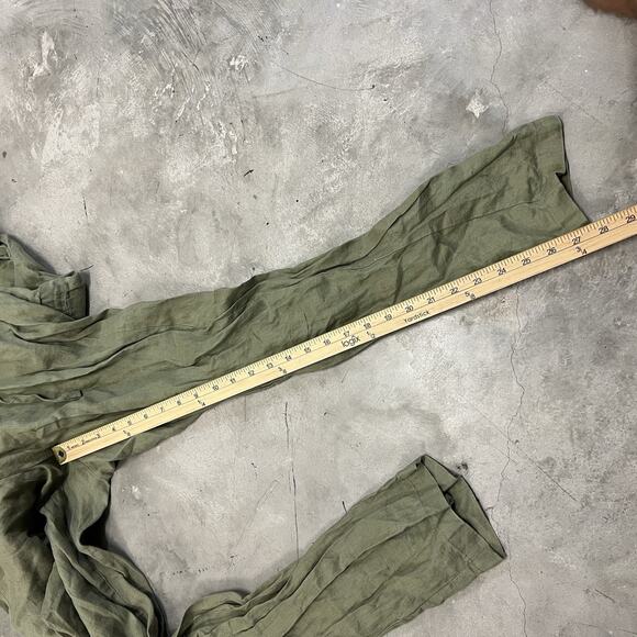 Magaschoni Womens Size 8 Linen Check Wide Leg Jumpsuit Romper Green Pockets READ - Picture 4 of 8